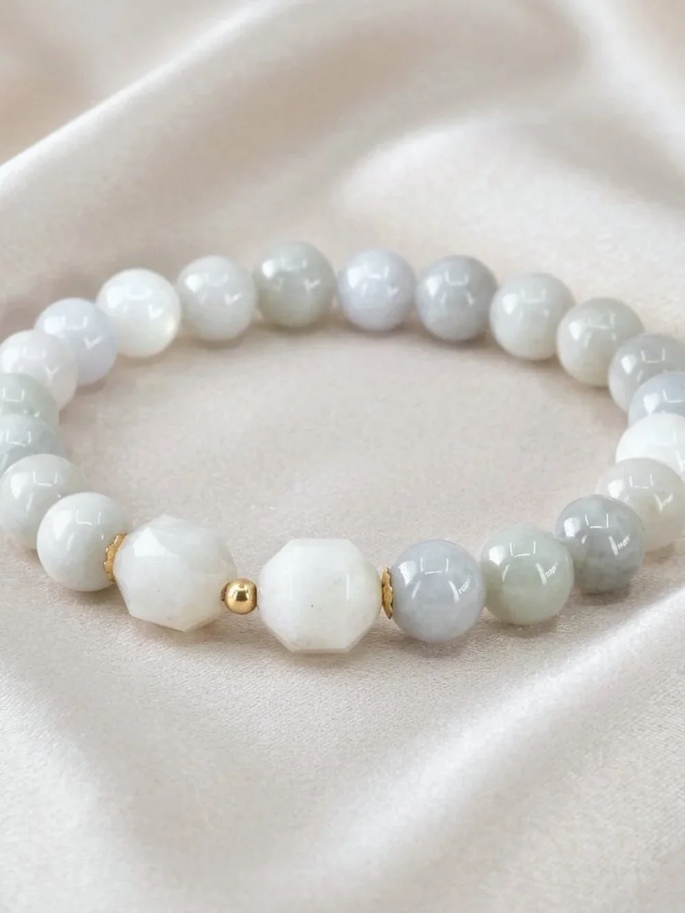 Jade Bracelet, Genuine Burma Jadeite, Dainty Stretch Bracelet, Handmade Gift